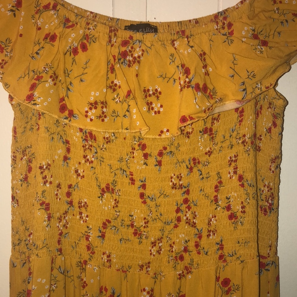Yellow Ruffled Off-Shoulder Sundress - Picture 3 of 5